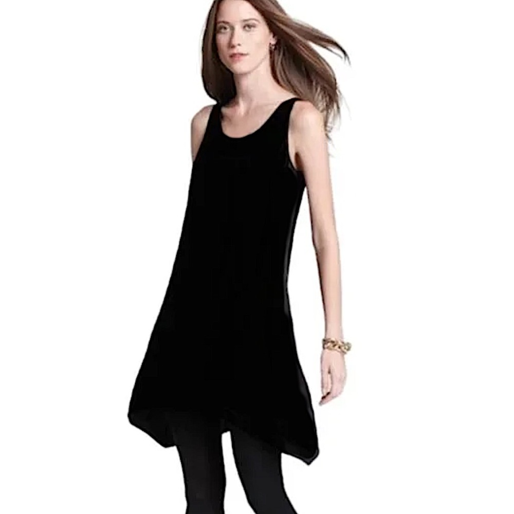 Eileen Fisher Sleeveless Burnt Black Velvet Swing Dress